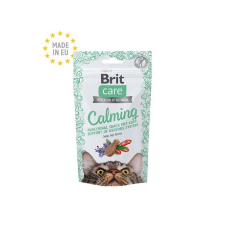 Embalagem de Brit Care Cat Snack Calming, snacks funcionais para gatos com stress.