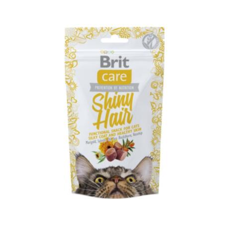 Snacks funcionais Brit Care Cat Snack Shiny Hair para brilho do pelo de gatos.