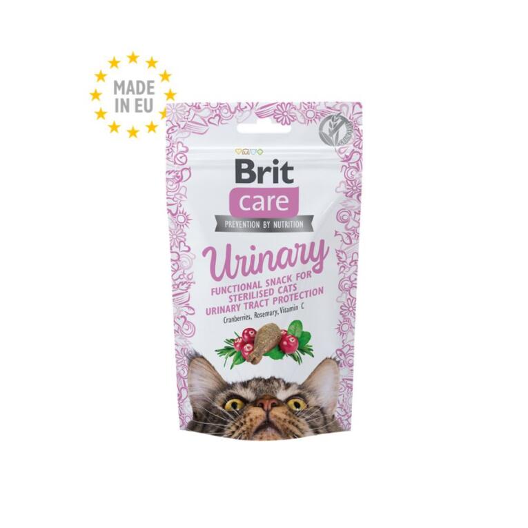Snacks funcionais Brit Care Snack Urinary Gatos para a saúde do trato urinário em gatos esterilizados.