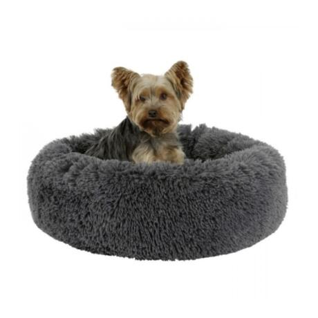 Cama redonda fluffy cinza escuro Kerbl confortável
