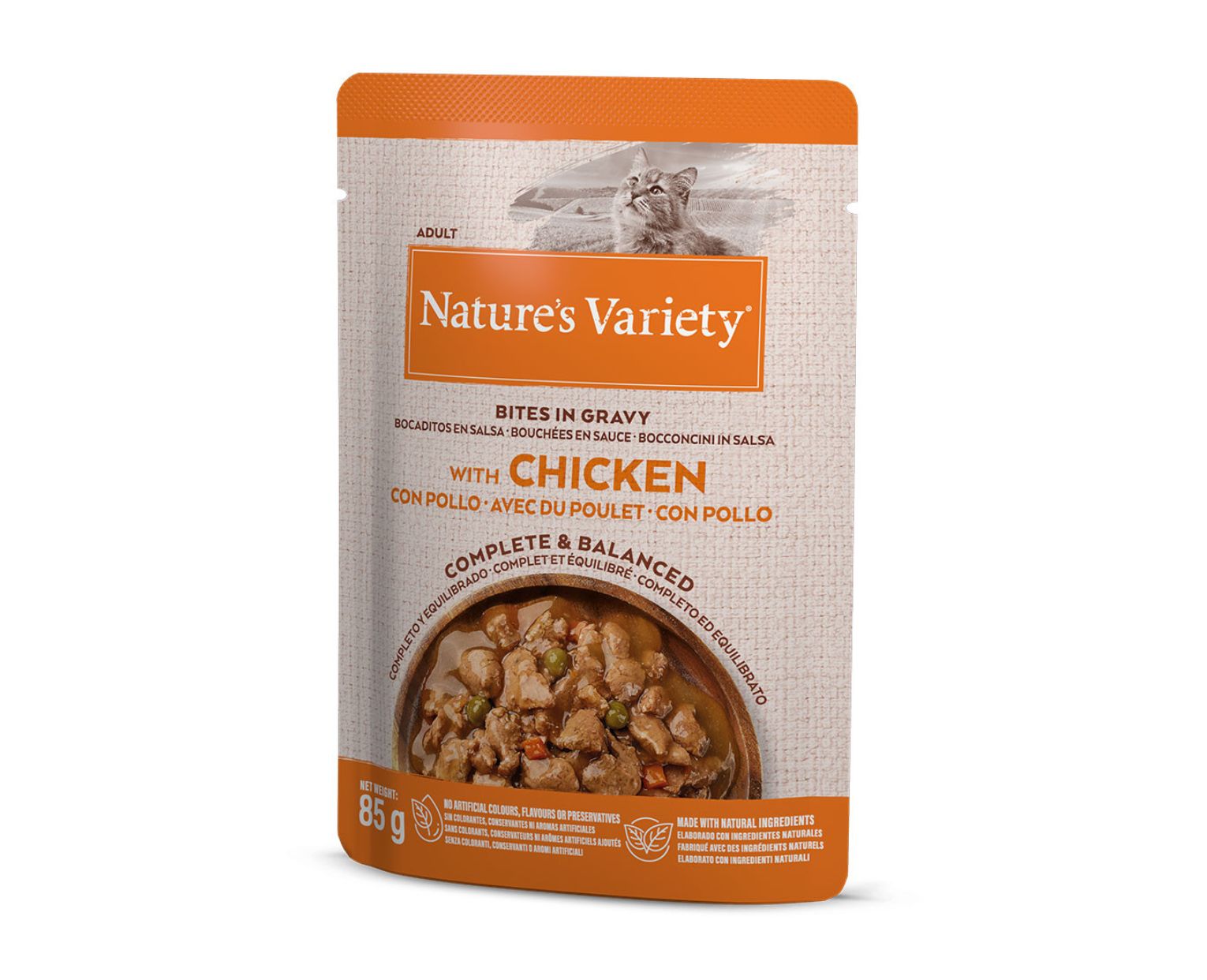 Nature’s Variety Variety Bites in Gravy Gato Adulto Frango Alimento Húmido 85g