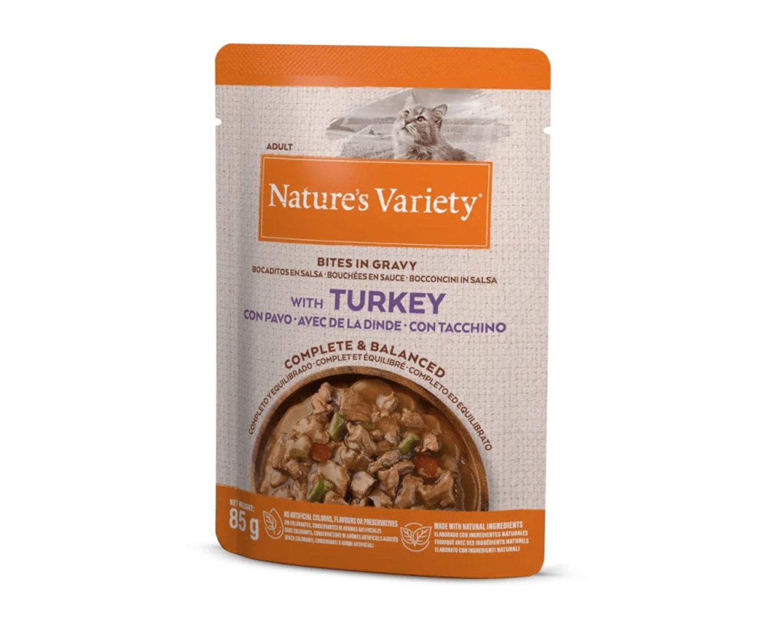 Nature’s Variety Bites in Gravy Gato Adulto Peru Alimento Húmido 85g
