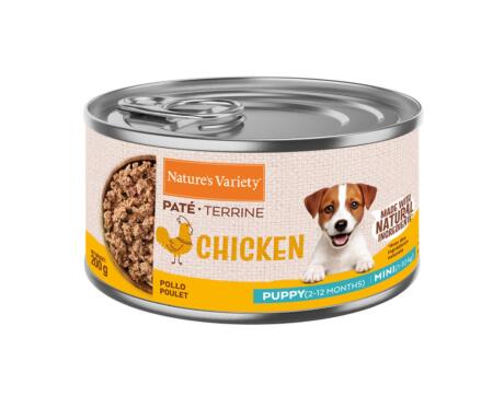 Lata de Paté Nature's Variety Mini Puppy Frango 200g para cachorro de raça pequena sem cereais.