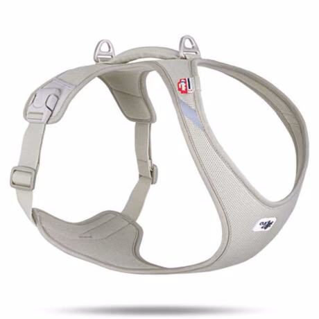 Peitoral ergonómico New Belka Comfort da marca Curli em cor bege para cães de médio e grande porte.
