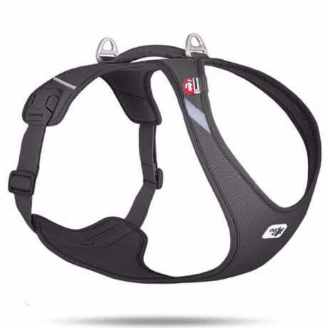 Peitoral ergonómico New Belka Comfort da marca Curli em cor preta para cães de médio e grande porte.