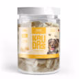 Saco de snacks liofilizados de queijo Kaudas de 150g em cubos crocantes naturais para cães.